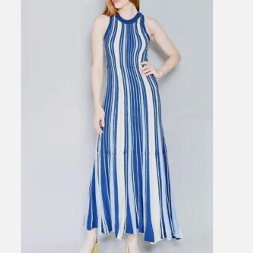 MAEVE Anthropologie Lisanne Knit Blue Stripe Maxi